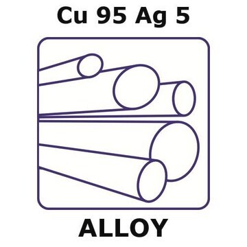 Copper/silver rod, Cu 95%/Ag 5%, 15&#160;mm diameter, length 50 mm, temper as drawn