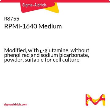 RPMI-1640培地 Modified, with L-glutamine, without phenol red and sodium bicarbonate, powder, suitable for cell culture