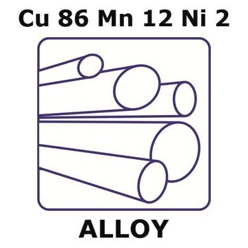 Manganin&#174; - resistance alloy, Cu86Mn12Ni2 rod, 100mm x 8mm diameter, annealed