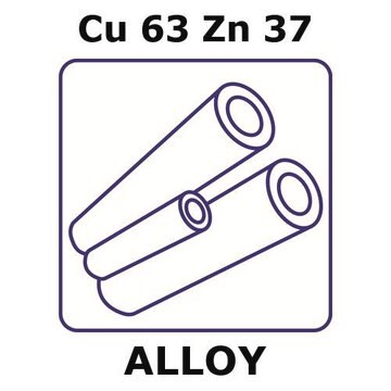 Brass alloy, Cu63Zn37 200mm tube, 1.83mm outside diameter, 0.27mm wall thickness, 1.29mm inside diameter, as drawn