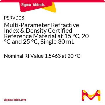 Multiparameter-Brechungsindex &amp; Dichte Zertifiziertes Referenzmaterial bei 15&nbsp;°C, 20&nbsp;°C und 25&nbsp;°C, Einzeln 30&nbsp;ml Nominal RI Value 1.5463 at 20 °C