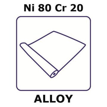 Nickel-chromium alloy, Ni80Cr20 foil, 1m coil, 1mm coil width, 0.20mm thickness, annealed