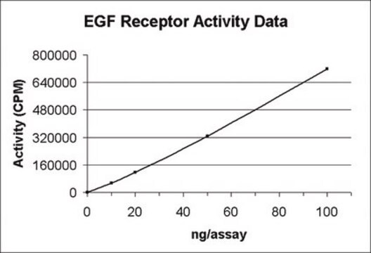 Białko EGFR, aktywne, 10 µg Active, N-terminal GST-tagged human EGFR kinase domain, amino acids 696-end, for use in Enzyme Assays.