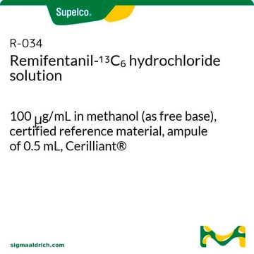 瑞芬太尼-13C6 盐酸盐 溶液 100&#160;&#956;g/mL in methanol (as free base), certified reference material, ampule of 0.5&#160;mL, Cerilliant&#174;