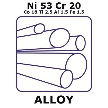 Nimonic&#174; alloy 90, Ni53Cr20Co18Ti2.5Al1.5Fe1.5 rod, 100mm x 12.7mm diameter