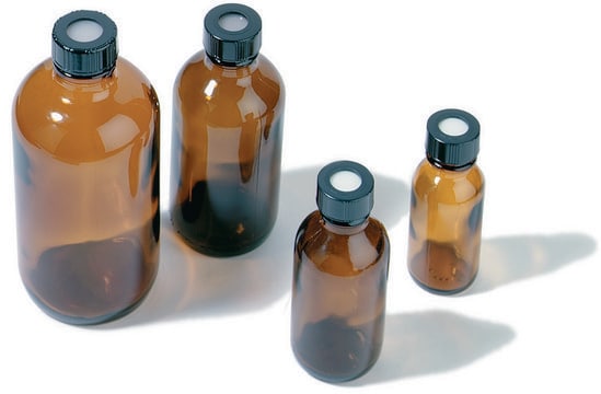 Amber storage bottles volume 240&#160;mL, O.D. × H 61&#160;mm × 143&#160;mm, thread for 24-400, bottle only, pkg of 12&#160;ea