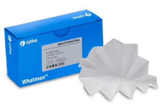 Whatman&#174; prepleated qualitative filter paper, Grade 604 1/2 circles, diam. 125&#160;mm, pack of 100