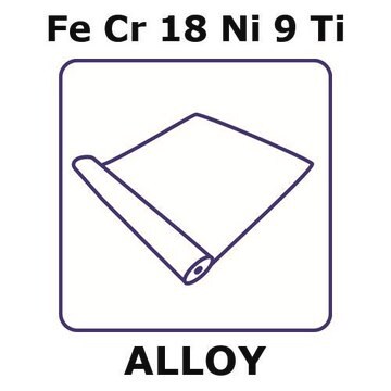 Stainless Steel - AISI 321 alloy, FeCr18Ni9Ti foil, 2m coil, 0.025mm thickness, hard