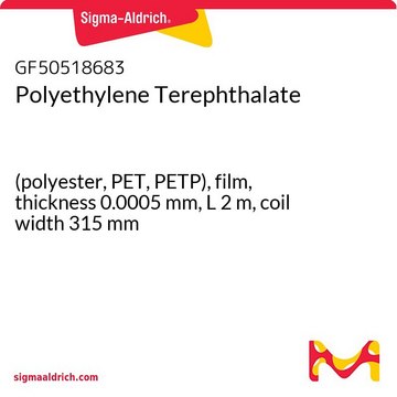 Polyethylene Terephthalate (polyester, PET, PETP), film, thickness 0.0005&#160;mm, L 2&#160;m, coil width 315&#160;mm