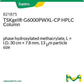 TSK-GEL&#174; 体积排阻（PW 类型）高效液相色谱柱 phase hydroxylated methacrylate, L × I.D. 30&#160;cm × 7.8&#160;mm, 13&#160;&#956;m particle size