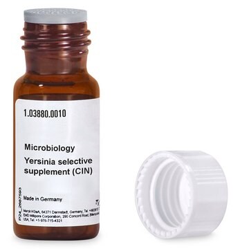 Selektywny suplement Yersinia (CIN) selective for bacteria: Yersinia Y. enterocolitica, pkg of 10&#160;vials, for use with GranuCult&#174; prime CIN (Cefsulodin, Irgasan, Novobiocin) Agar