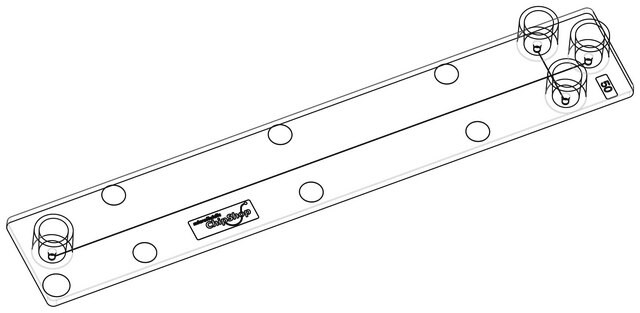 Cross-shaped channel chip - 75 &#956;m channel (double T-junction) Fluidic 202, PMMA with Luer Interface