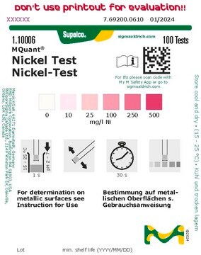 Nickeltest colorimetric, 10-500&#160;mg/L (Ni), MQuant&#174;