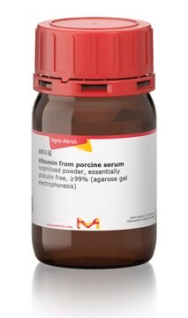 Albumin from porcine serum lyophilized powder, essentially globulin free, &#8805;99% (agarose gel electrophoresis)