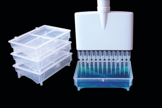 Réservoir de réactif Texan&#8482; pour pipettes multi-canaux with lid, non-sterile, pack of 100&#160;ea (10 pavks of 10ea)