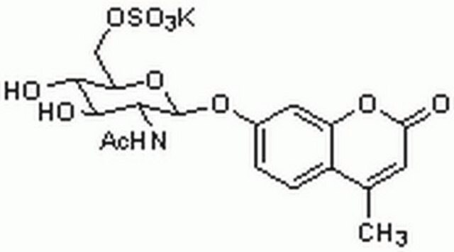 4-Methylumbelliferyl-6-sulfo-N-acetyl-&#946;-D-glucosaminid, Kaliumsalz Fluorogenic substrate for isoenzyme A of N-acetyl-&#946;-D-glucosaminidase (hexosaminidase A). Can be used for the prenatal diagnosis of Tay-Sachs disease and for the classification of GM2 gangliosidosis genotypes.