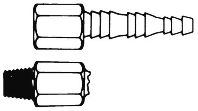 Adaptador, M, NPT de 1/4&nbsp;pol. para D.I. De 1/4&nbsp;a&nbsp;1/2&nbsp;pol. Accessories for filter holders for sample preparation.