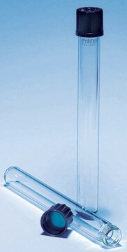 Pyrex&#174; glass culture tubes O.D. × L 16&#160;mm × 160&#160;mm, wall thickness 1.8&#160;mm, thread size 15&#160;mm , cap