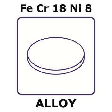 ステンレススチール - AISI 302合金、FeCr18Ni8 foil, 10mm disks, 0.15mm thickness, hard