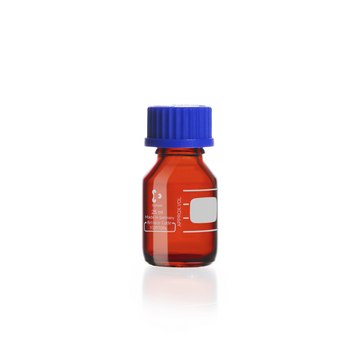 DURAN&#174; graduated amber laboratory bottle with cap, round amber glass bottle, bottle capacity (25&#160;mL), non-sterile