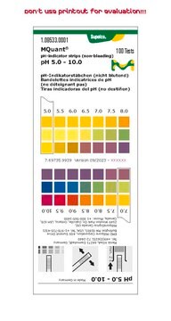 Tiras indicadoras de pH pH 5,0 - 10,0 non-bleeding, colorimetric, pH range 5.0-10.0, graduations and accuracy accuracy: 0.5&#160;pH unit, MQuant&#174;