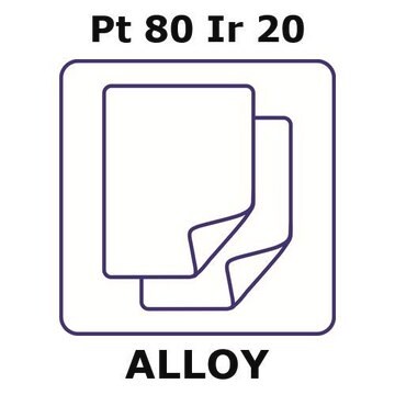 Platinum-iridium alloy, Pt80Ir20 foil, 25 x 25mm, 0.025mm thickness, light tight (lt)