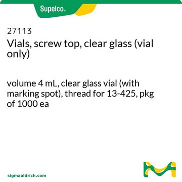 Viales, tapón de rosca, vidrio transparente (solo vial) volume 4&#160;mL, clear glass vial (with marking spot), thread for 13-425, pkg of 1000&#160;ea