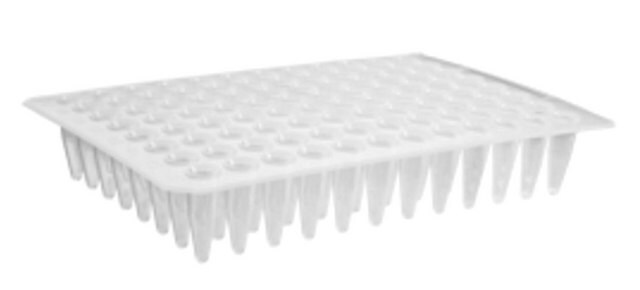 PCR マイクロプレート、フラットトップ付き size 96&#160;wells, conical bottom clear polypropylene wells, pkg of 4x25plates/cs