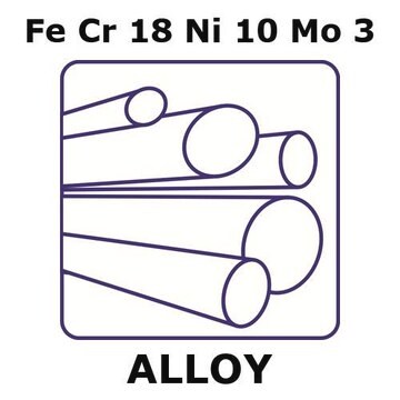 不锈钢-AISI 316l rod, 5.0&#160;mm diameter, Fe/Cr18%/Ni10%/Mo 3%, length 1000 mm