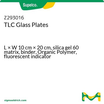 TLC Glass Plates L × W 10&#160;cm × 20&#160;cm, silica gel 60 matrix, binder, Organic Polymer, fluorescent indicator