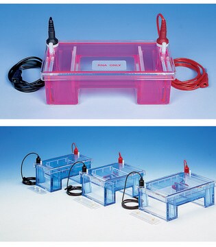 Horizontal submarine electrophoresis units gel size 7.5&#160;cm × 10&#160;cm, base unit, dual mode, mini-gel 7.5 cm wide, colorless