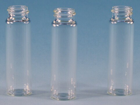 バイアル、スクリュートップ、透明ガラス製(キャップは付属しません) volume 15&#160;mL, clear glass vial, thread for 18-400, pkg of 100&#160;ea