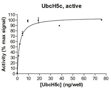 UbcH5c-Protein, aktiv, 10&nbsp;&#181;g Active, full length, recombinant human UbcH5c. N-terminal HA, 6His-tagged. For use in Enzyme Assays. Functions as an E2 enzyme in ubiquitination assays.