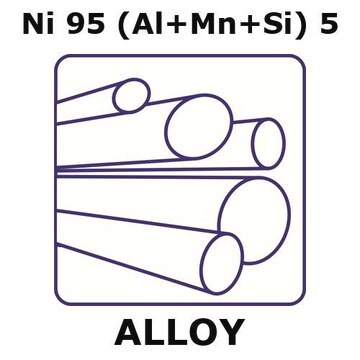 T2 - thermocouple alloy, Ni95(Al+Mn+Si)5 rod, 500mm x 12mm diameter, as drawn