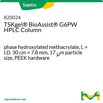 TSK-GEL&#174; 体积排阻（PW 类型）高效液相色谱柱 phase hydroxylated methacrylate, L × I.D. 30&#160;cm × 7.8&#160;mm, 17&#160;&#956;m particle size, PEEK hardware