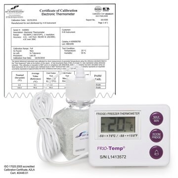 SP Bel-Art&#174; H-B Frio-Temp&#174; Calibrated Dual Zone Electronic Verification Thermometer temp. range at -50-70 °C (External), temp. range at -10-50 °C (Internal), 0 and 50°C Calibration