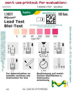 铅测试 colorimetric, 20-500&#160;mg/L (Pb), MQuant&#174;