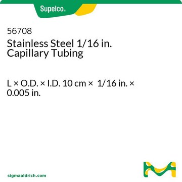 Tubo capilar de acero inoxidable de 1/16 pulgadas L × O.D. × I.D. 10&#160;cm × 1/16&#160;in. × 0.005&#160;in.