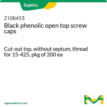 黑色开孔酚醛树脂螺纹瓶盖 Cut-out top, without septum, thread for 15-425, pkg of 200&#160;ea