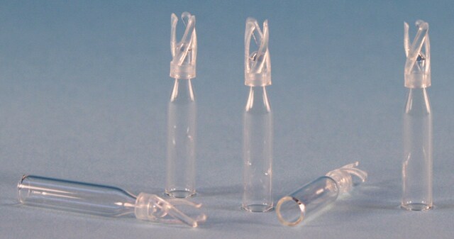 認証済みガラス製インサート、12 x 32 mm、広口バイアル用 volume 0.2&#160;mL, clear glass insert (with plastic bottom spring), O.D. × H 6&#160;mm × 29&#160;mm, pkg of 100&#160;ea