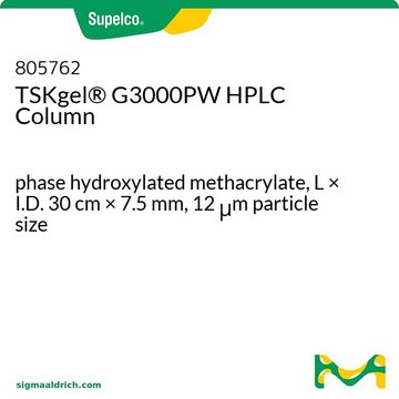 Columna para HPLC TSKgel&#174; G3000PW phase hydroxylated methacrylate, L × I.D. 30&#160;cm × 7.5&#160;mm, 12&#160;&#956;m particle size