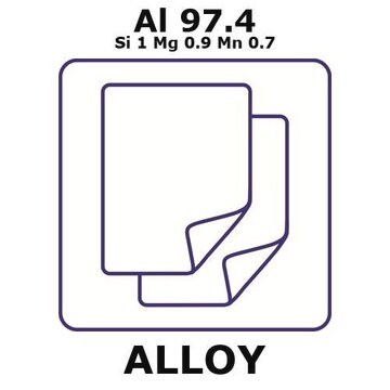 Aluminum alloy 6082, Al97.4Si1Mg0.9Mn0.7 foil, Al 97.4%/Si 1%/Mg 0.9%/Mn 0.7%, thickness 1.0&#160;mm, size 150 × 150&#160;mm, temper t6