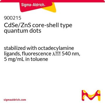 CdSe/ZnS core-shell type quantum dots stabilized with octadecylamine ligands, fluorescence &#955;em&#160;540&#160;nm, 5&#160;mg/mL in toluene