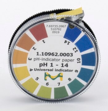 Cartine indicatrici di pH 1-14 Indicatore universale roll L 4.8&#160;m , with color scale, pH range 1-14, graduations and accuracy accuracy: 1&#160;pH unit, MQuant&#174;