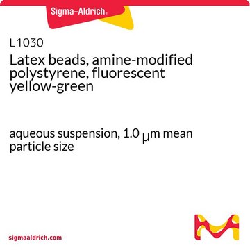 ラテックスビーズ(アミン修飾ポリスチレン, 黄緑色蛍光) aqueous suspension, 1.0&#160;&#956;m mean particle size