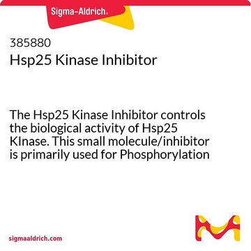 Hsp25 Kinase Inhibitor The Hsp25 Kinase Inhibitor controls the biological activity of Hsp25 KInase. This small molecule/inhibitor is primarily used for Phosphorylation &amp; Dephosphorylation applications.