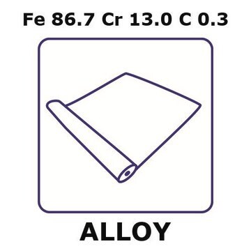 Stainless Steel - AISI 420 alloy, Fe86.7Cr13.0C0.3 foil, 0.2m coil, 0.075mm thickness, annealed