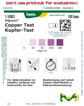 Test miedzi colorimetric, 10-300&#160;mg/L (Cu), MQuant&#174;