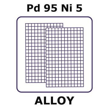 Palladium/Nickel mesh, Pd 95%/Ni 5%, nominal aperture 0.20&#160;mm, size 20 × 20&#160;mm, wire diameter 0.076 mm