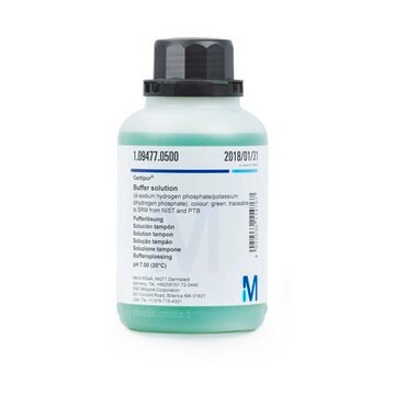 Buffer solution (di-sodium hydrogen phosphate/potassium dihydrogen phosphate), colour: green traceable to SRM from NIST and PTB pH 7.00 (20&#176;C) Certipur&#174;